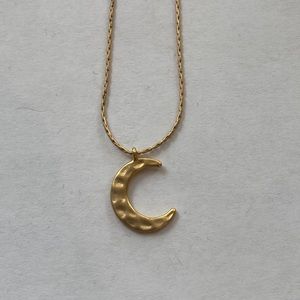 Gold-filled and gold-plated hammered moon necklace